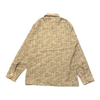 ノーブランド 古着 長袖シャツ 柄シャツ ベージュ M