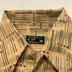 ノーブランド 古着 長袖シャツ 柄シャツ ベージュ M