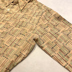 ノーブランド 古着 長袖シャツ 柄シャツ ベージュ M