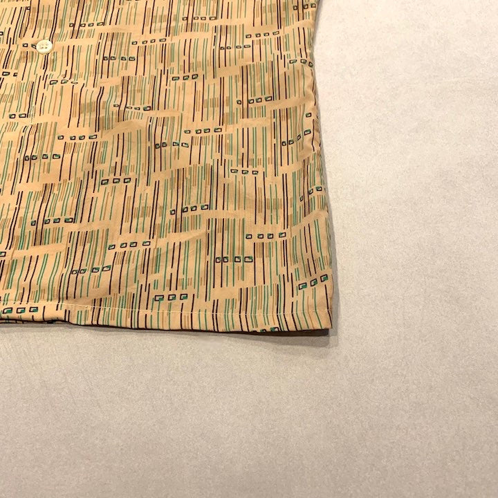 ノーブランド 古着 長袖シャツ 柄シャツ ベージュ M