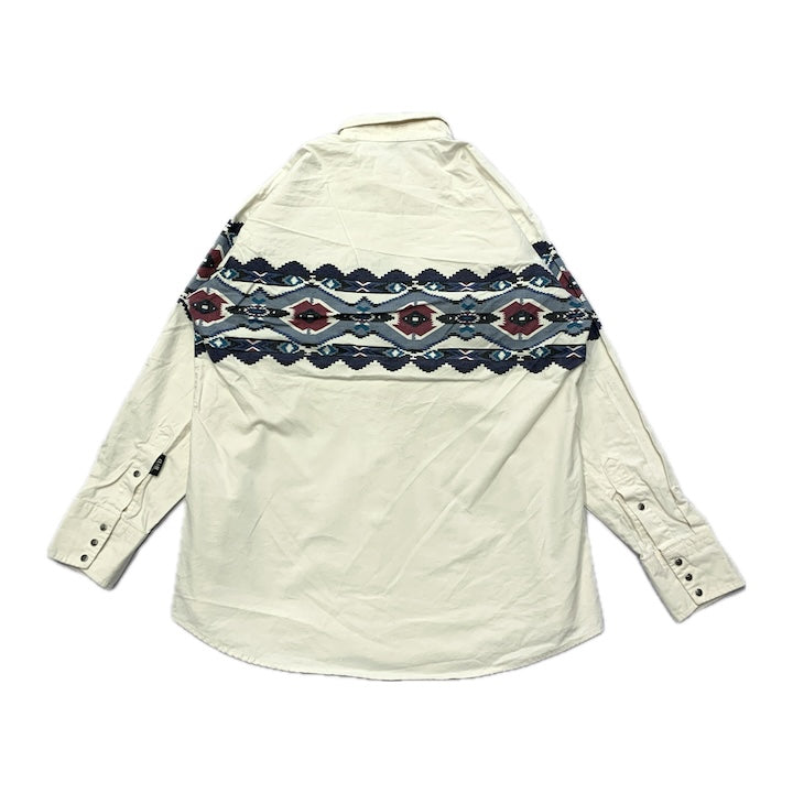 ノーブランド 古着 長袖シャツ ウエスタン ホワイト XL
