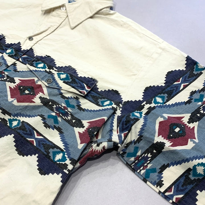 ノーブランド 古着 長袖シャツ ウエスタン ホワイト XL