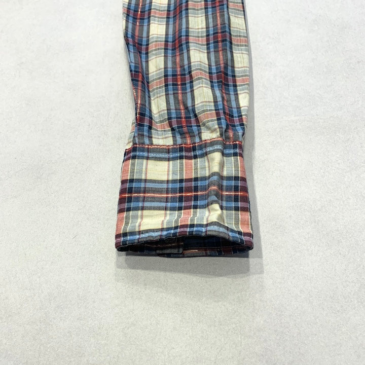 プレインズ 古着 長袖シャツ ウエスタンシャツ チェック 推定L