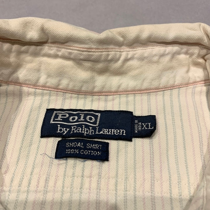 ポロラルフローレン 古着 長袖シャツ ゆるダボ ストライプ XL