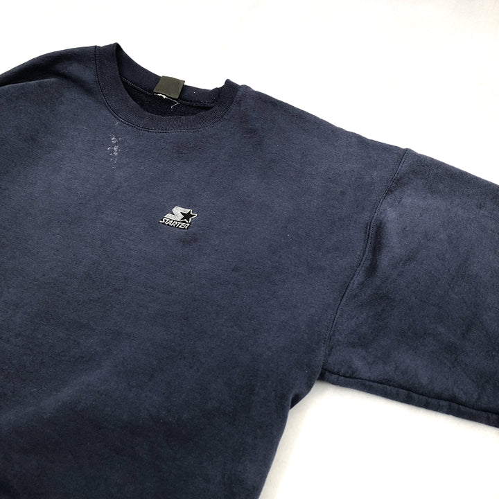 スターター STARTER スウェット 刺繍ロゴ ネイビー 推定メンズL