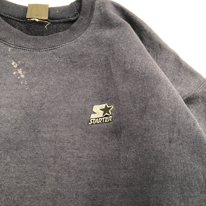 スターター STARTER スウェット 刺繍ロゴ ネイビー 推定メンズL