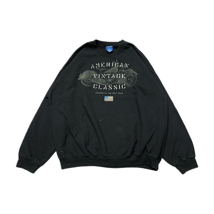 ノーブランド 古着 スウェット バイク ヴィンテージ ブラック XL