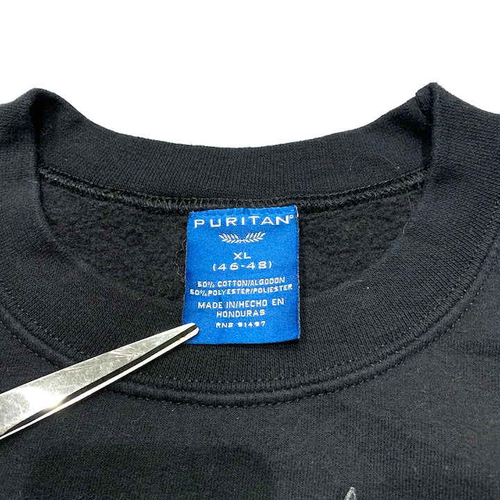 ノーブランド 古着 スウェット バイク ヴィンテージ ブラック XL