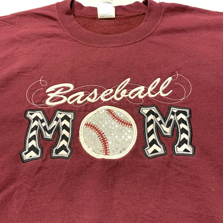 ギルダン 古着 スウェット えんじ 刺繍 ゆるダボ L