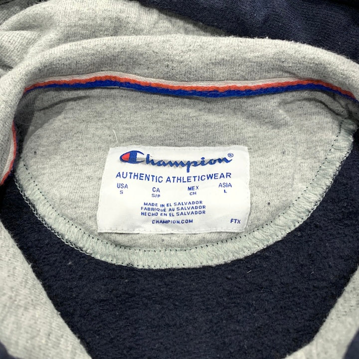 チャンピオン 古着 パーカー ネイビー 刺繍ロゴ L