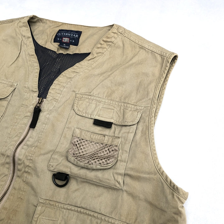 ノーブランド 古着 フィッシングベスト オーバーサイズ ベージュ XL