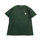 カーハート 古着 Tシャツ グリーン ワンポイントロゴ M