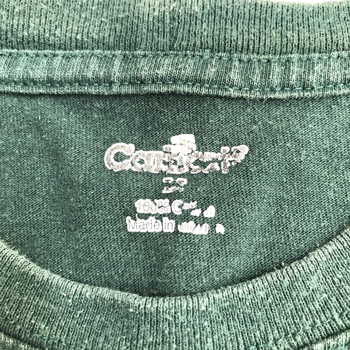 カーハート 古着 Tシャツ グリーン ワンポイントロゴ M