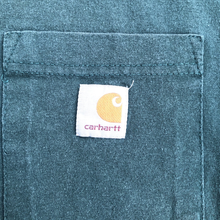 カーハート 古着 Tシャツ グリーン ワンポイントロゴ M