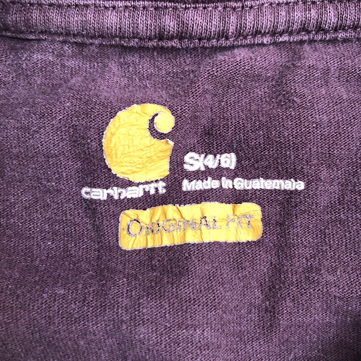 カーハート 古着 Tシャツ ワイン ワンポイントロゴ S
