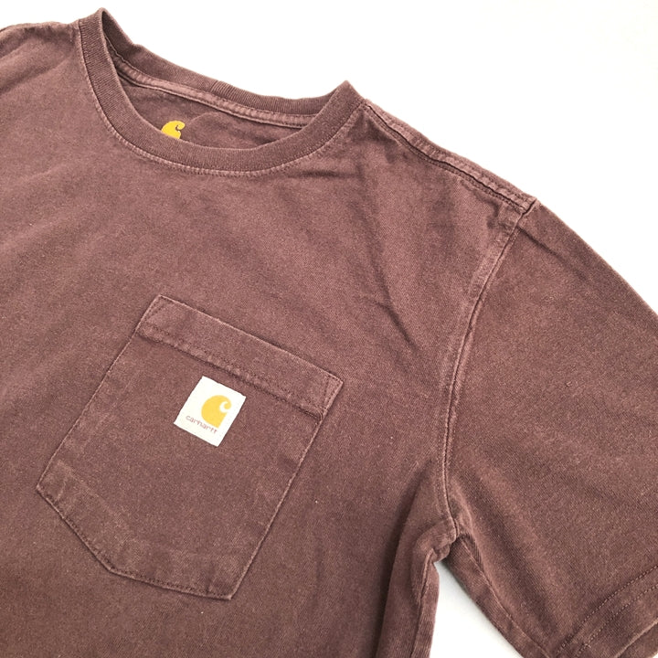カーハート 古着 Tシャツ ワイン ワンポイントロゴ S