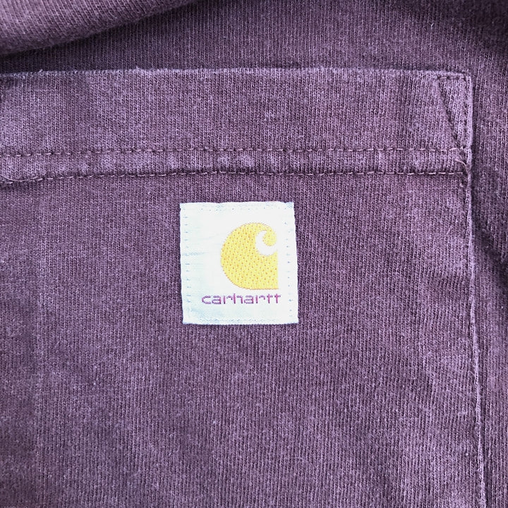 カーハート 古着 Tシャツ ワイン ワンポイントロゴ S