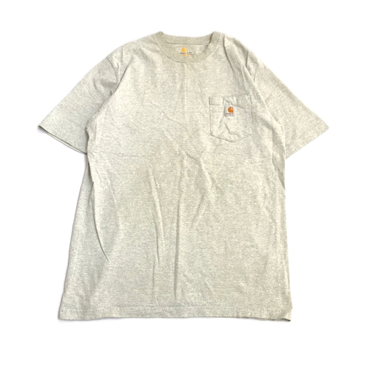 カーハート 古着 Tシャツ グレー ワンポイントロゴ L