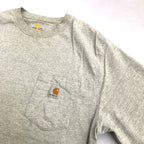 カーハート 古着 Tシャツ グレー ワンポイントロゴ L