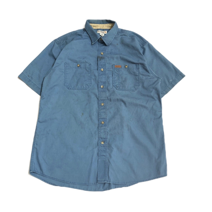 カーハート Carhartt 半袖シャツ ワークシャツ ブルー 青 無地 メンズL