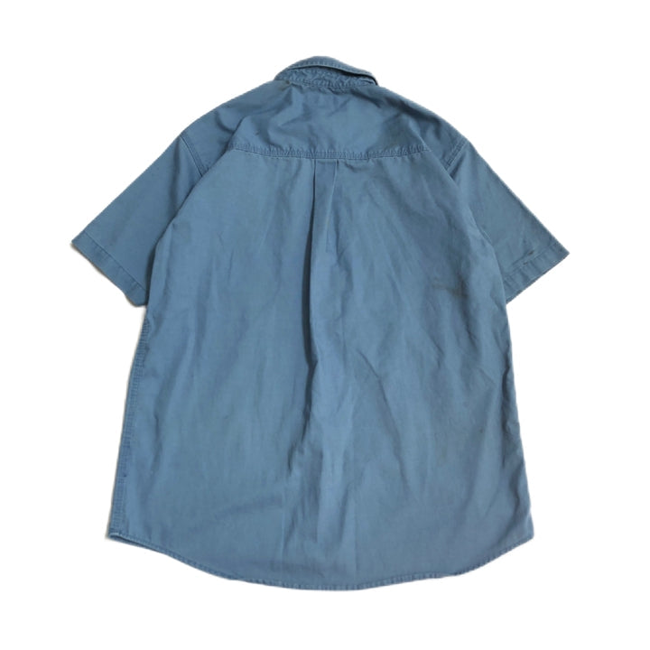 カーハート Carhartt 半袖シャツ ワークシャツ ブルー 青 無地 メンズL