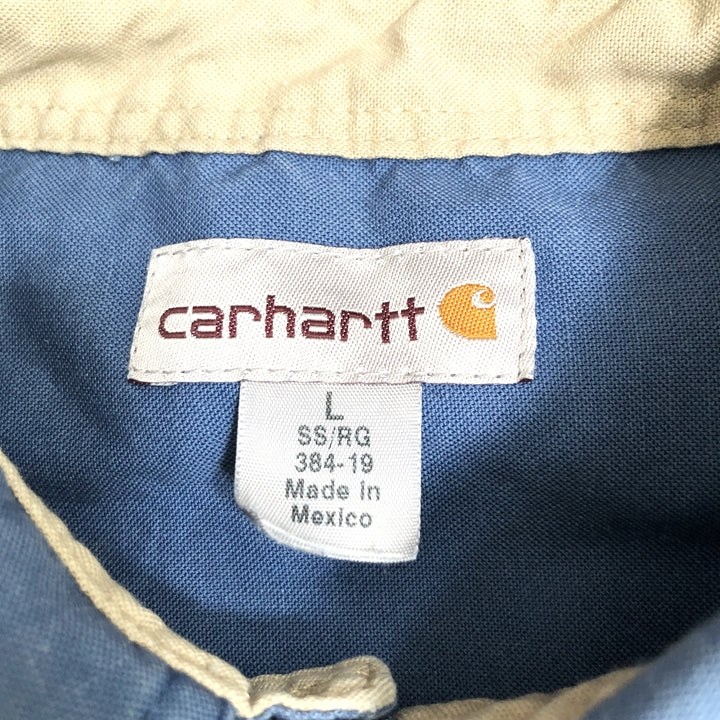 カーハート Carhartt 半袖シャツ ワークシャツ ブルー 青 無地 メンズL