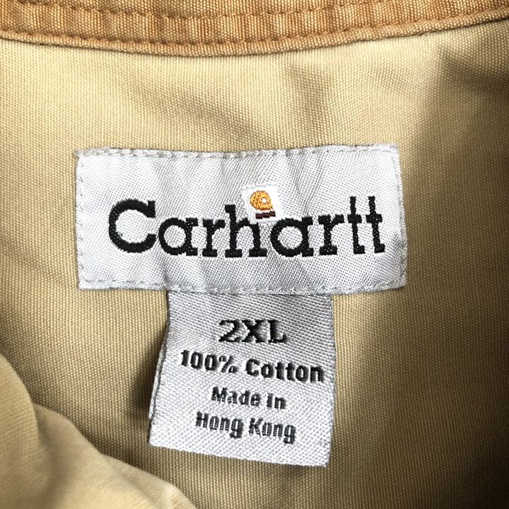 カーハート 古着 半袖シャツ ワークシャツ ベージュ 2XL