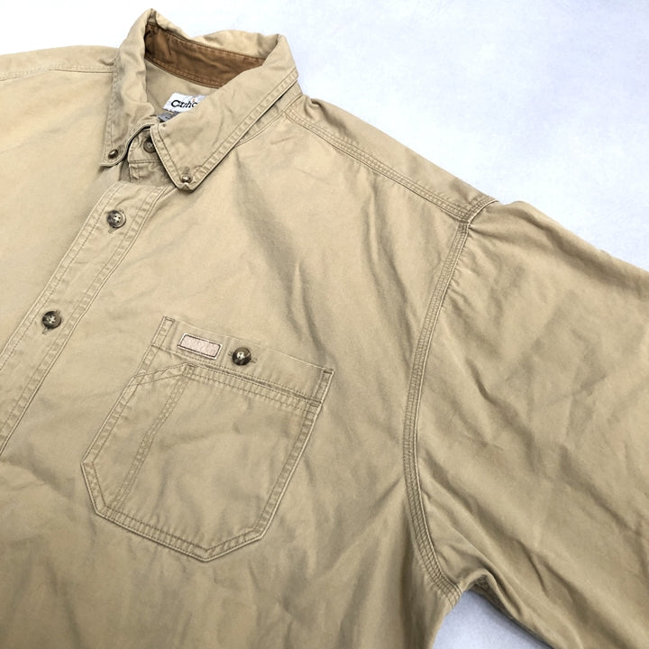 カーハート 古着 半袖シャツ ワークシャツ ベージュ 2XL