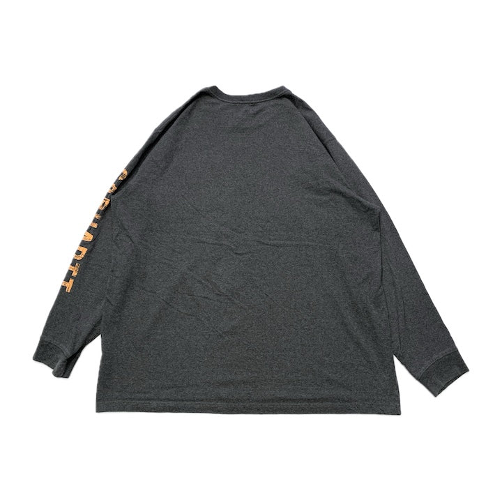 カーハート 古着 ロンT アームロゴ ダークグレー XXL