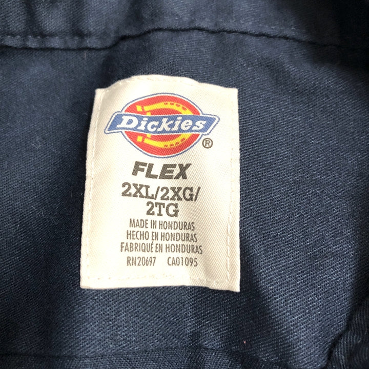 ディッキーズ Dickies 半袖シャツ ワークシャツ ネイビー 無地 メンズ2XL