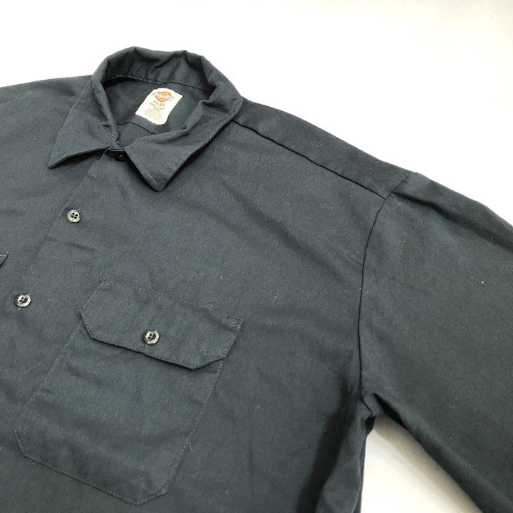 ディッキーズ Dickies 半袖シャツ ワークシャツ ネイビー 無地 メンズ2XL