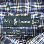 ラルフローレン 古着 半袖シャツ チェックシャツ 刺繍ロゴ 2XL