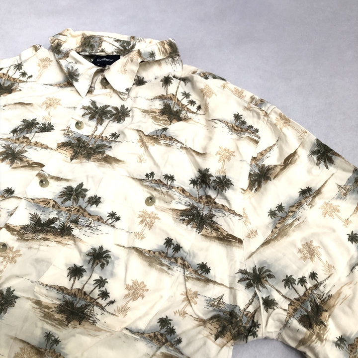 ノーブランド 古着 半袖シャツ アロハシャツ アイボリー 2XL