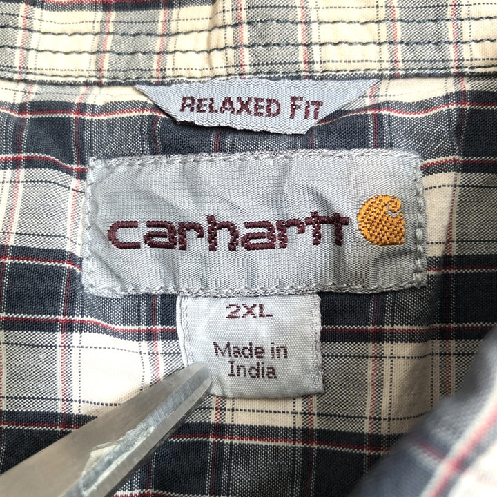 カーハート 古着 半袖シャツ ワークシャツ チェック 2XL