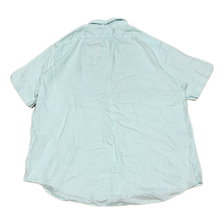 ラルフローレン 古着 半袖シャツ 刺繍ロゴ ライトグリーン 2XL