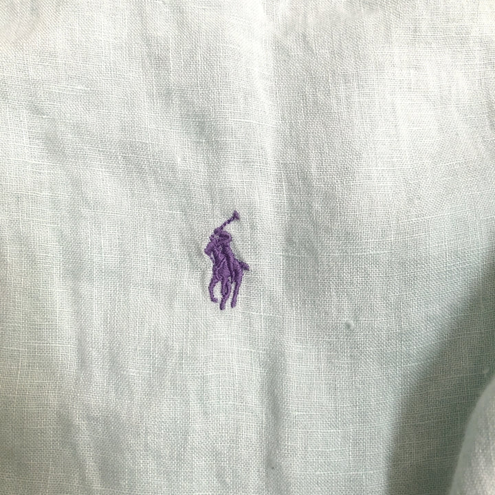 ラルフローレン 古着 半袖シャツ 刺繍ロゴ ライトグリーン 2XL