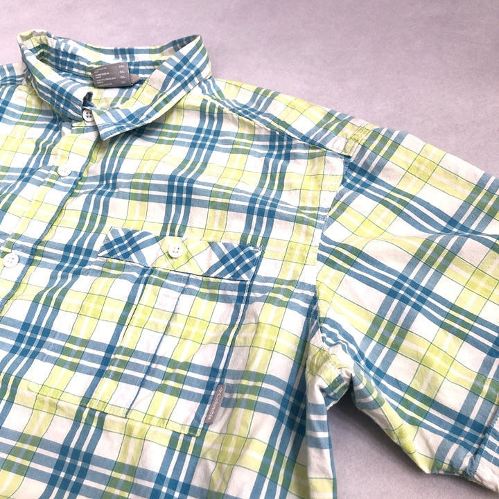 コロンビア Columbia 半袖シャツ チェック グリーン ブルー メンズ2XL