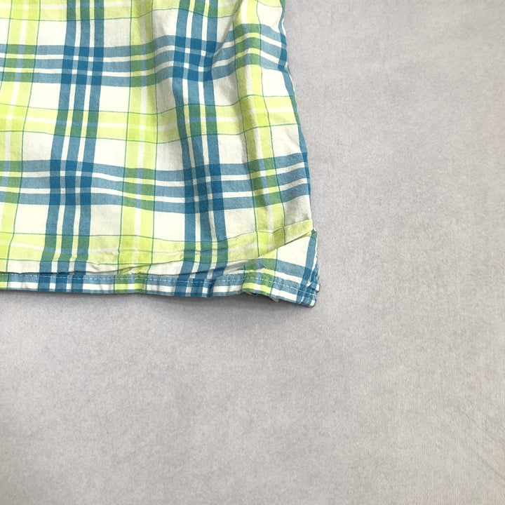 コロンビア Columbia 半袖シャツ チェック グリーン ブルー メンズ2XL