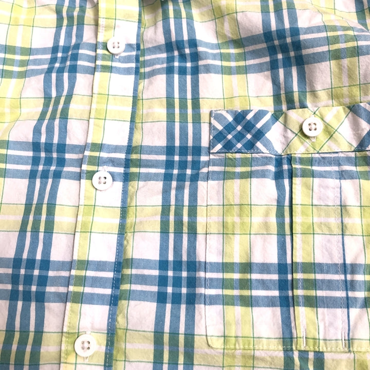 コロンビア Columbia 半袖シャツ チェック グリーン ブルー メンズ2XL