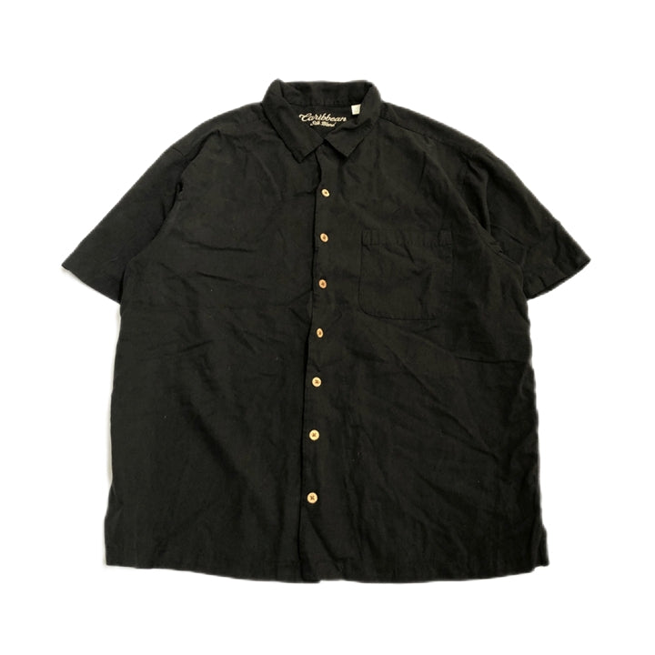 ノーブランド 古着 半袖シャツ ブラック 2XL