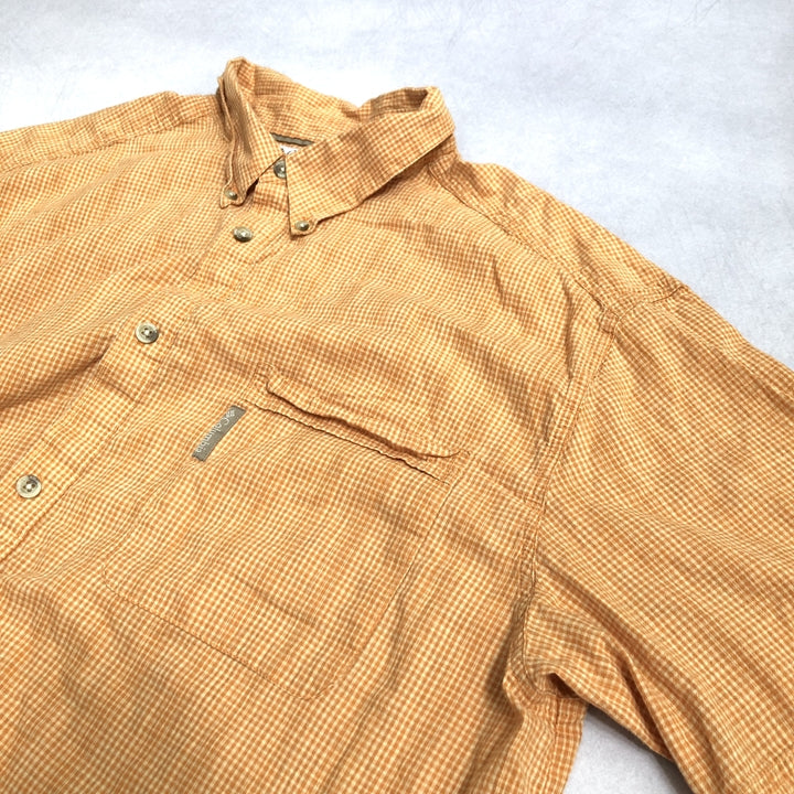 コロンビア Columbia 半袖シャツ チェック オレンジ PFG メンズ2XL