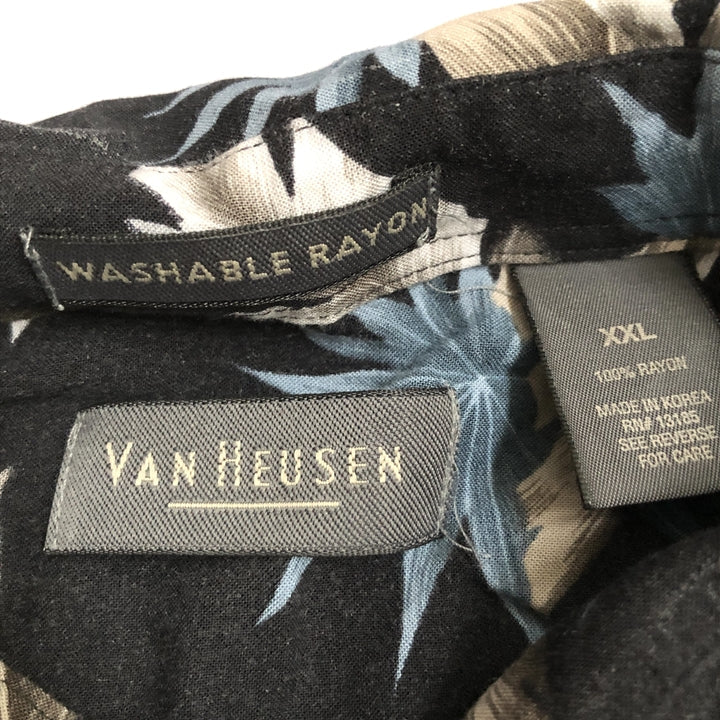 VAN HEUSEN 古着 半袖シャツ アロハシャツ ブラック 2XL