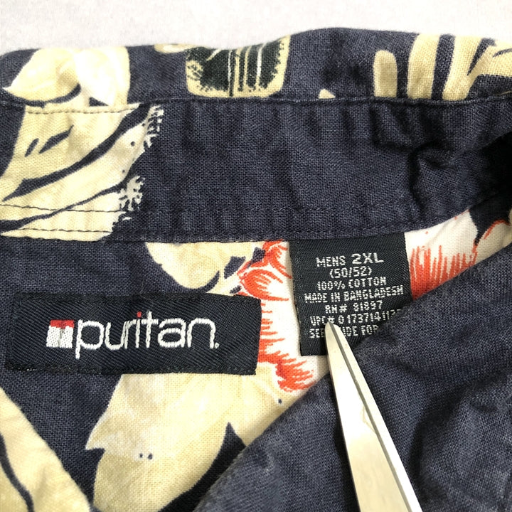 PURITAN 古着 半袖シャツ アロハシャツ 花柄 2XL