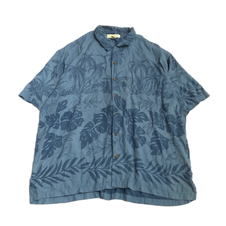 トミーバハマ 古着 半袖シャツ アロハシャツ ブルー 2XL