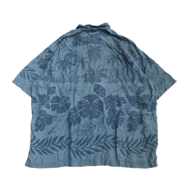 トミーバハマ 古着 半袖シャツ アロハシャツ ブルー 2XL
