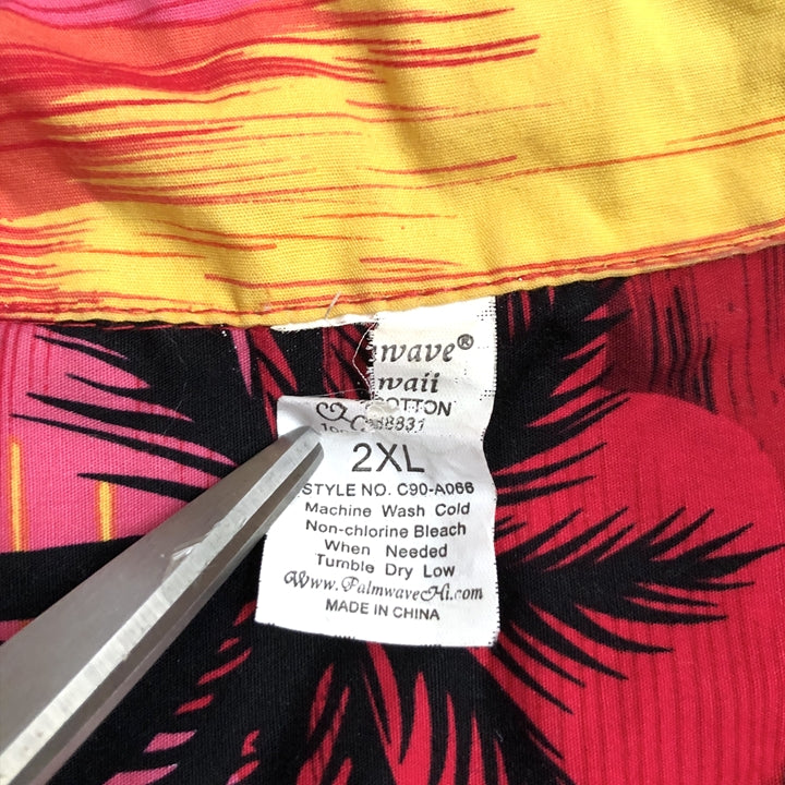 ノーブランド 古着 半袖シャツ アロハシャツ レッド 2XL