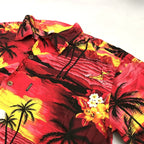 ノーブランド 古着 半袖シャツ アロハシャツ レッド 2XL