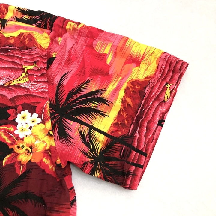 ノーブランド 古着 半袖シャツ アロハシャツ レッド 2XL