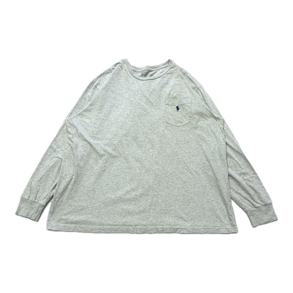 ポロラルフローレン 古着 ロンT 刺繍ロゴ ライトグレー XXL