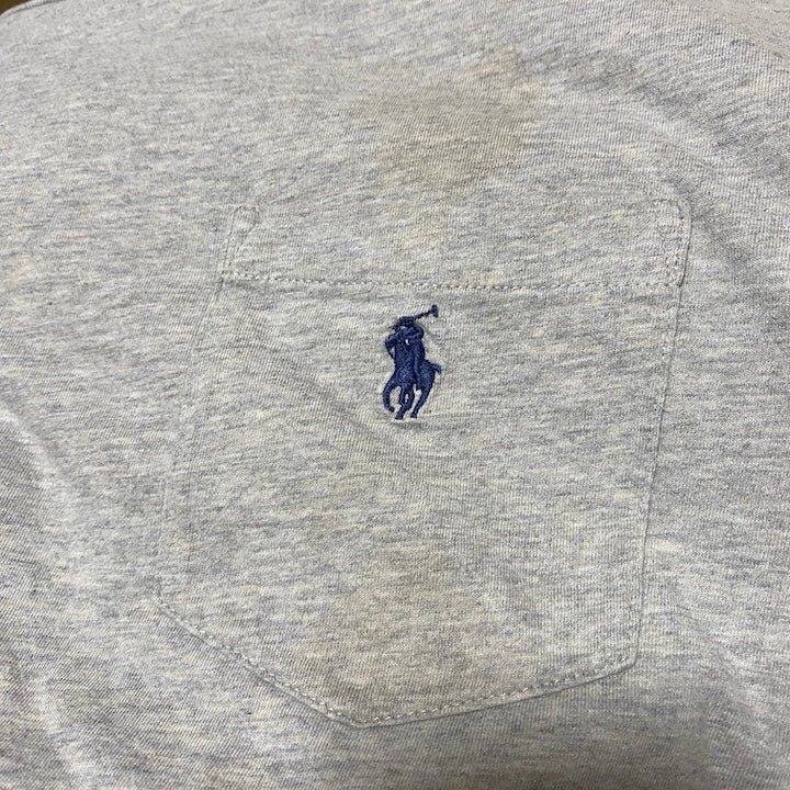 ポロラルフローレン 古着 ロンT 刺繍ロゴ ライトグレー XXL